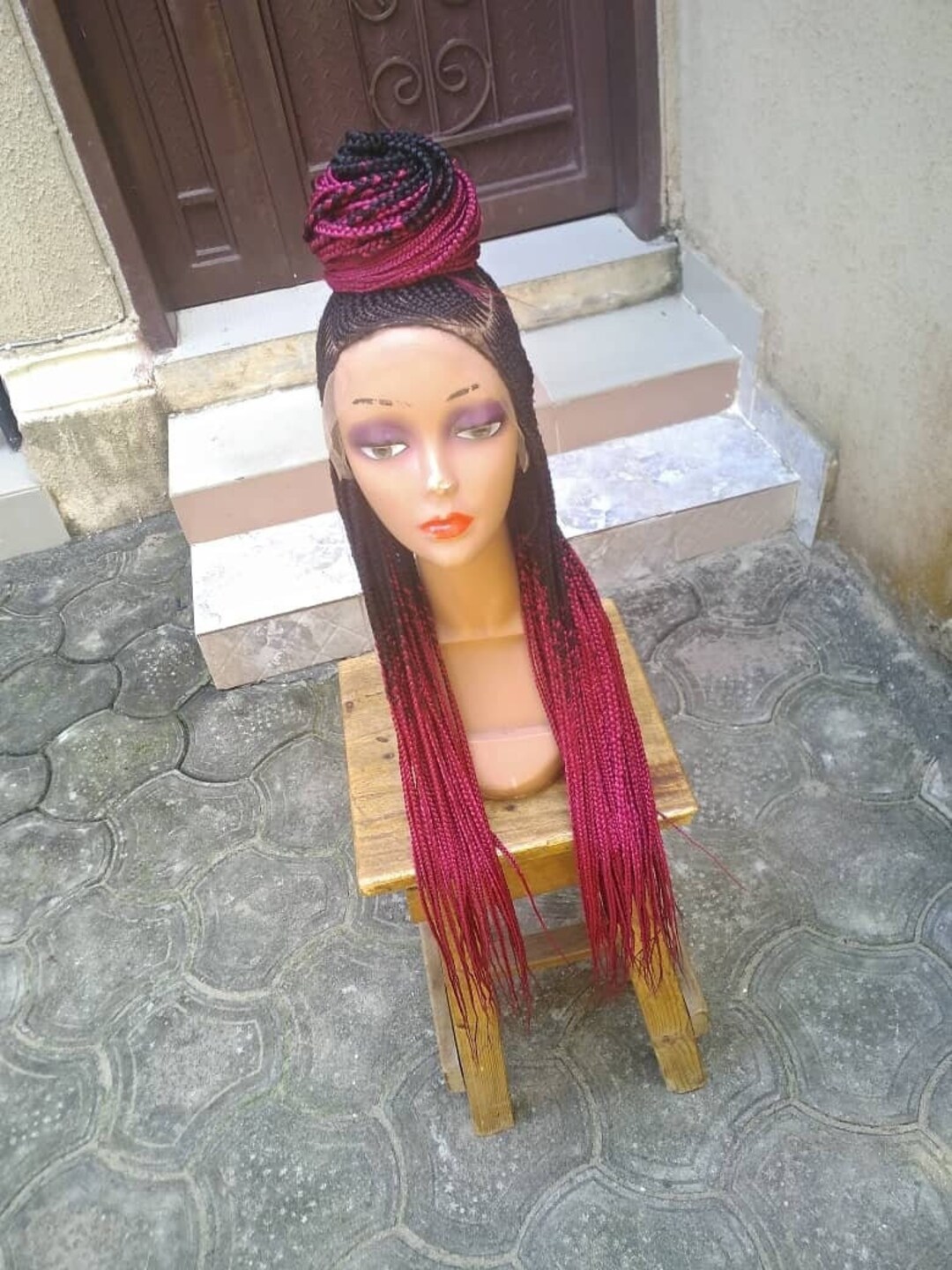 Braided Wig, Ghana Weaving Braids, Wig, Frontal Lace Wig, Ghana Braids