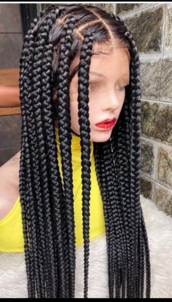 Braided Wig, Medium Size Box Braids, Box Braid, Braids, Senegalese Twist,  Perroques Tresses, Black Women's Braids, Cornrow Braids 