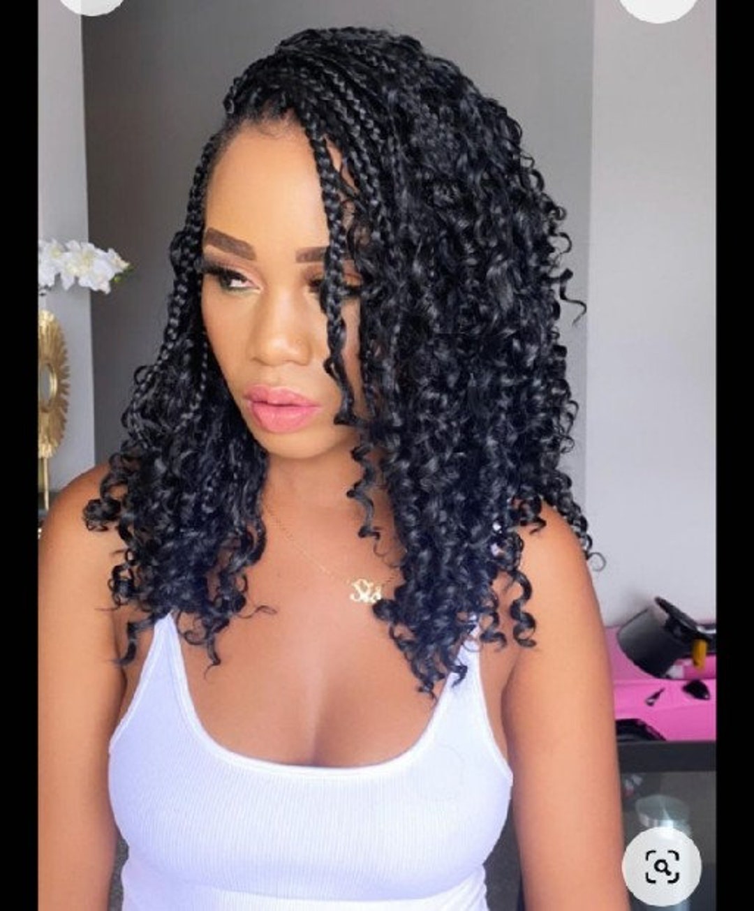 Braided Wig Braided Wig With Curls Ghana Braided Wigs Black Etsy
