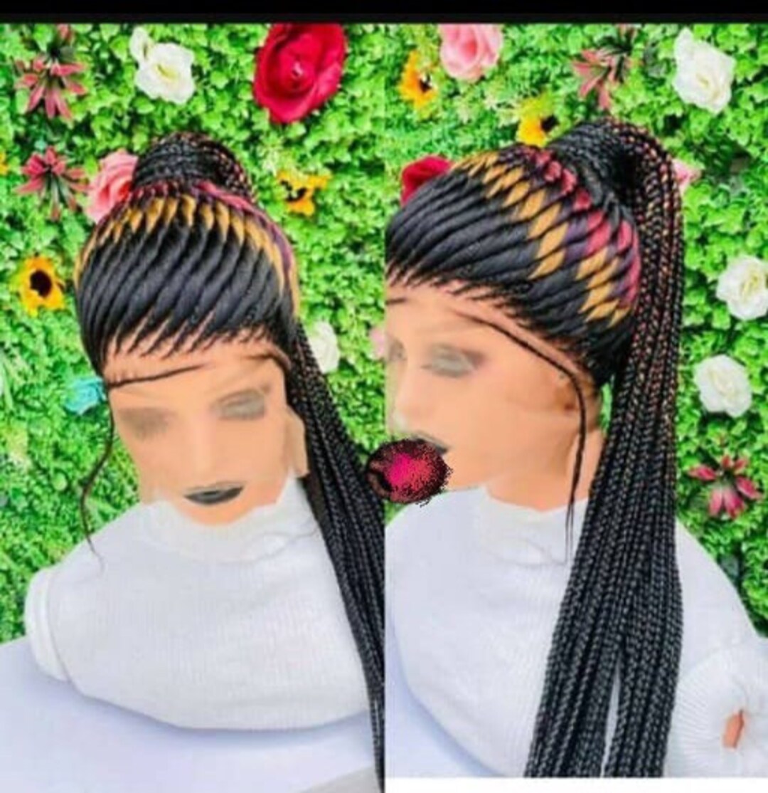 Braided Wig Braided Colorful Wig Ghana Braids Braids Etsy