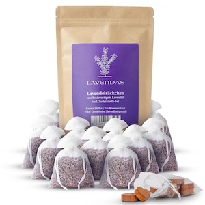 Lavendas Lavendelsäckchen & Zedernholz Set | Duft für Kleiderschrank | Natürlicher Mottenschutz | Duftsäckchen mit franz. Lavendel 130g