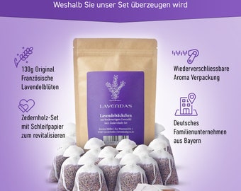Lavendas Lavendelsäckchen Zedernholz Set Duft für