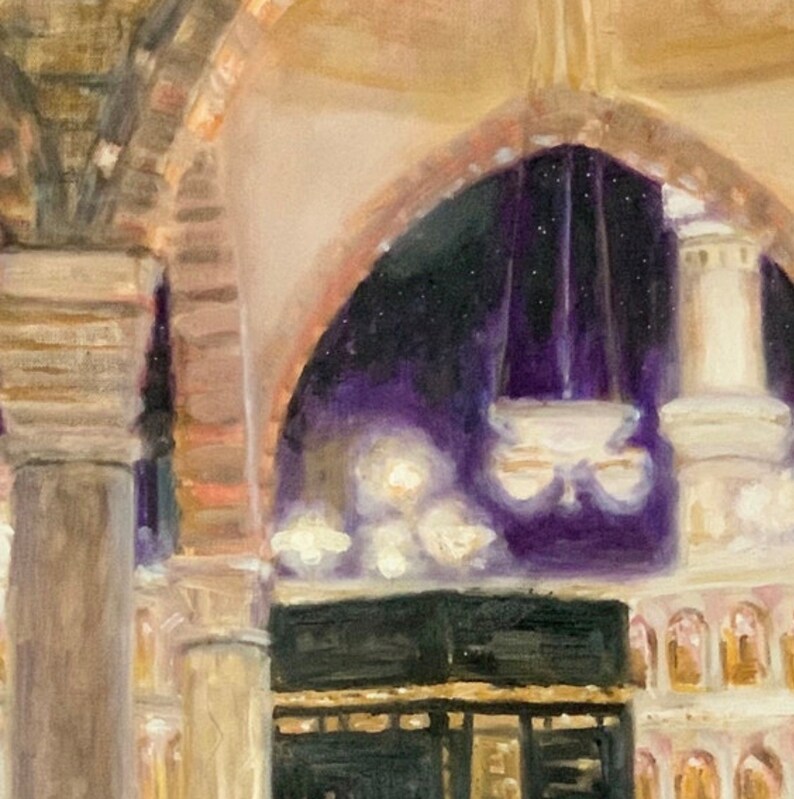 Kaaba Wall Art Masjid Al Haram Makkah, Original Oil Painting Print on Premium Matte Vertical