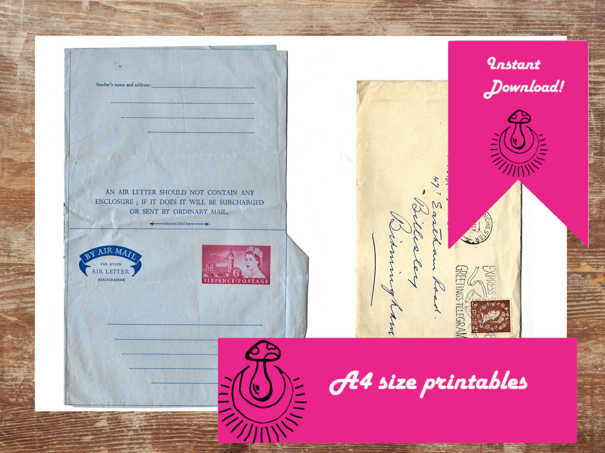 Family History Letters Digital Kit Including Vintage Letters, Envelopes