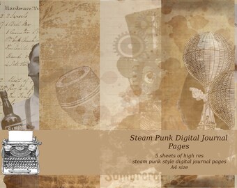 Steam punk printable digital papers