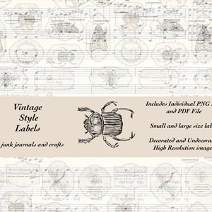 Vintage Insect Labels: Music Paper Ephemera (PDF & PNG)