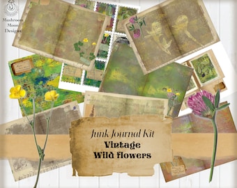 Vintage Wildflower Junk Journal Kit: Printable Ephemera (Digital Download)