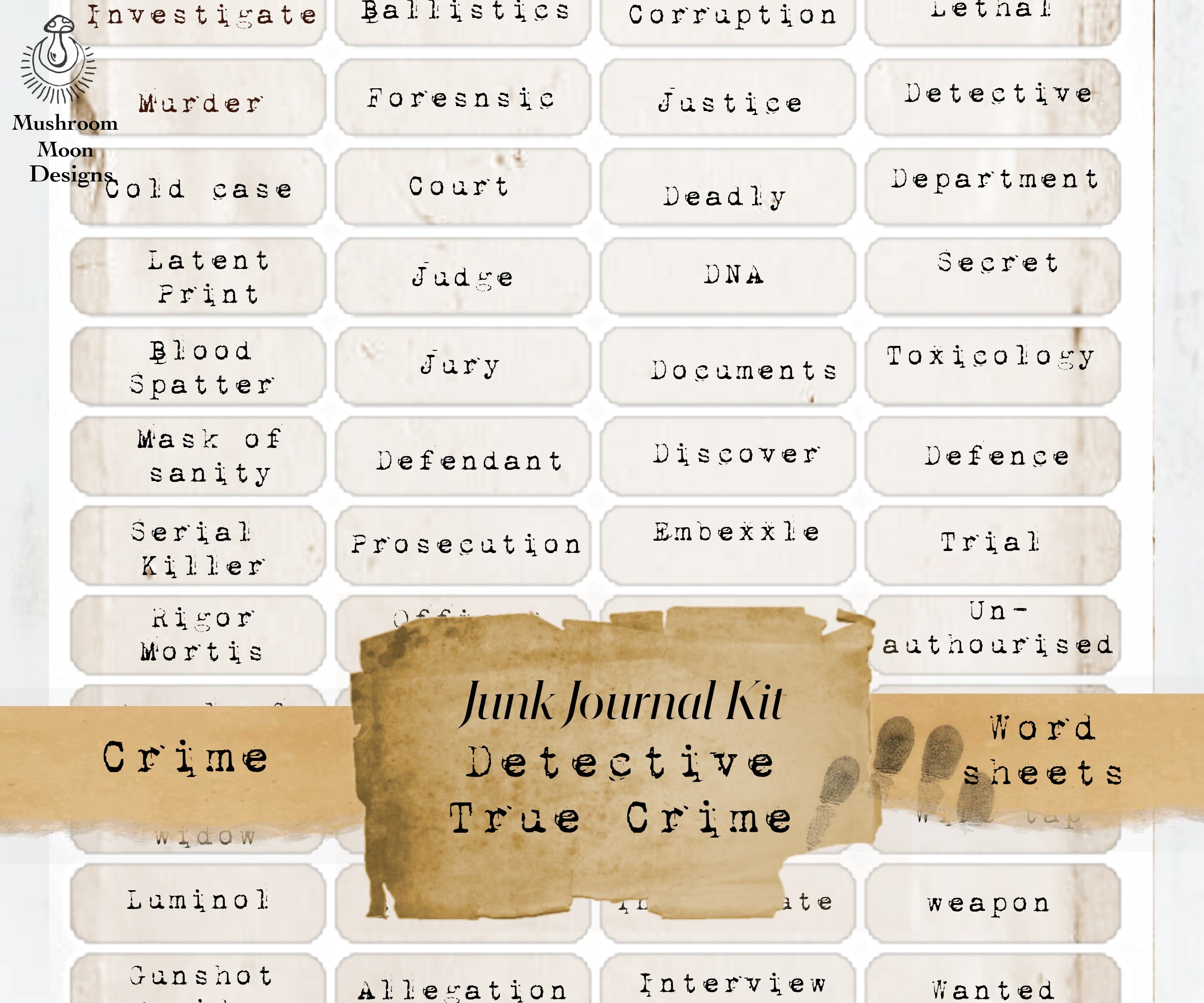 Vintage Detective Digital Paper Kit: True Crime Ephemera (PDF) - Etsy