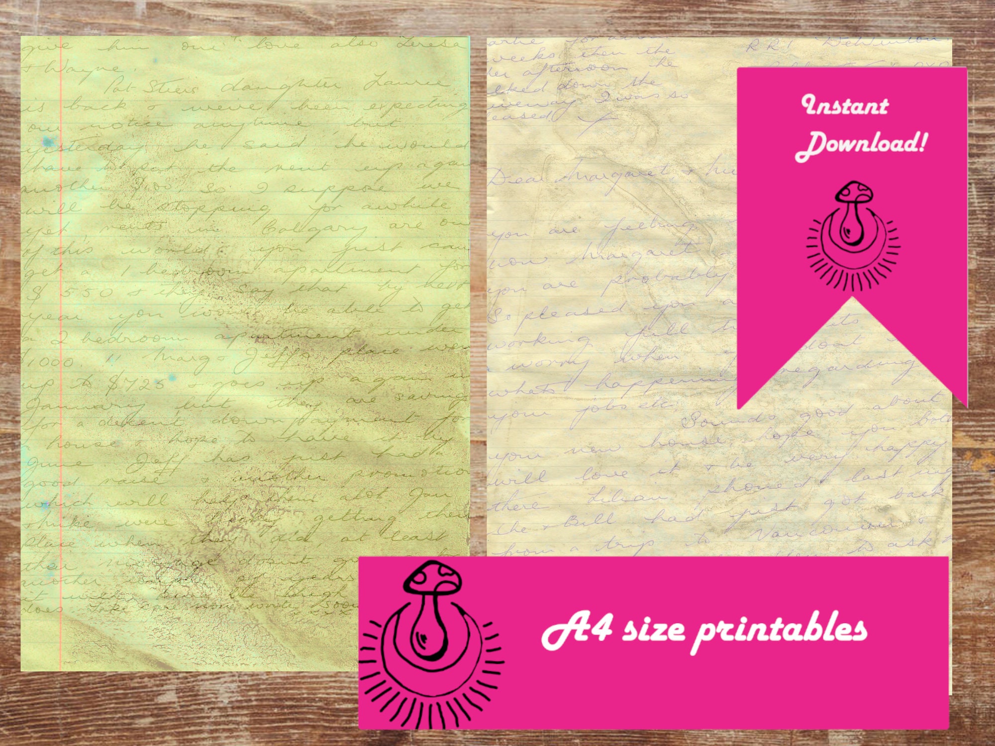 Family History Letters Digital Kit Including Vintage Letters, Envelopes