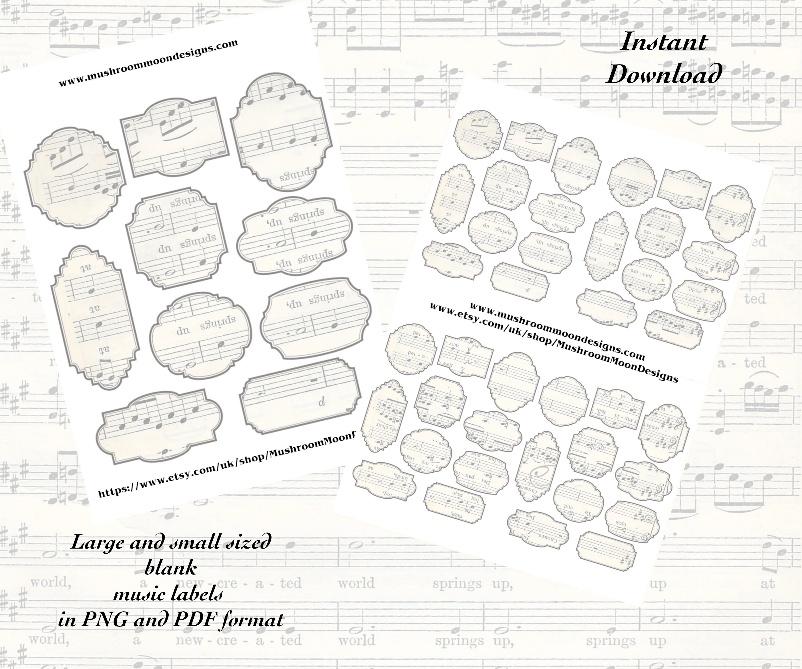 Vintage Style Labels in PDF and PNG Digital Format for Junk Journals