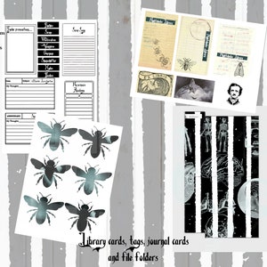 Wednesday's Diary, Wednesday inspired gothic themed digital paper kit with fussy cuts, journal pages and ephemera image 3