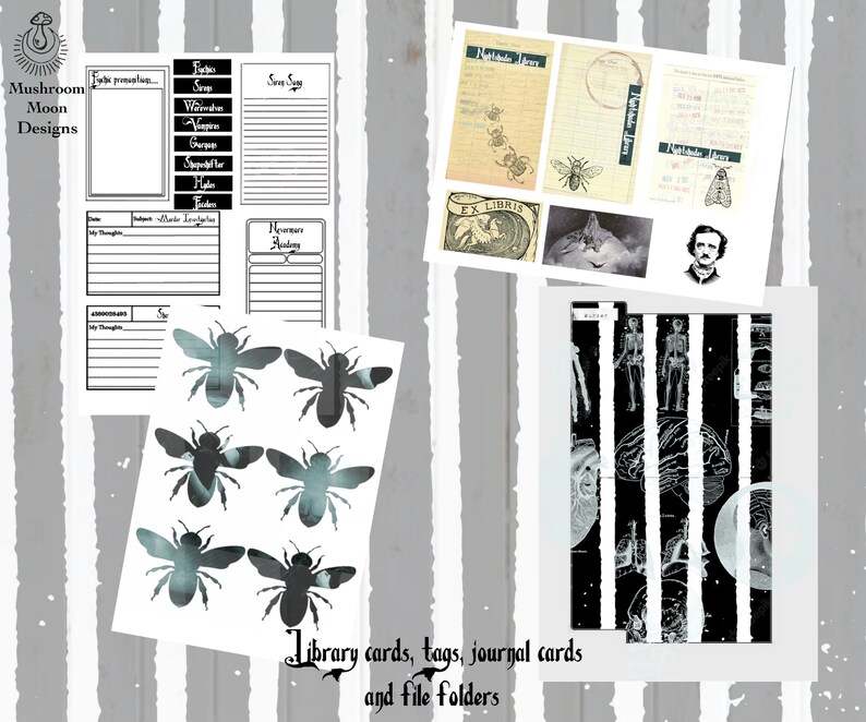 Wednesday Notes Journal Wednesday's Diary Junk Journal Kit: Gothic Ephemera (digital Download ...