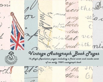 Vintage Autograph Book Pages: Printable Ephemera for Junk Journals (Digital Download)