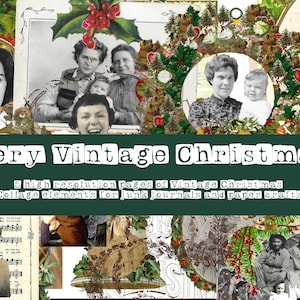 Very Vintage collage elements kit, Christmas vintage photos