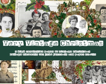 Very Vintage collage elements kit, Christmas vintage photos