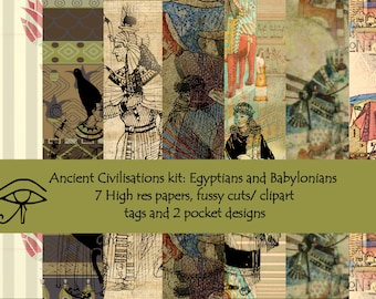 Egyptian & Babylonian Junk Journal Kit: Ancient Ephemera (Digital Printable)