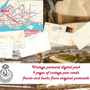 Familiengeschichte Postkarten Vorder- und Rückseite: Digital Ephemera Kit