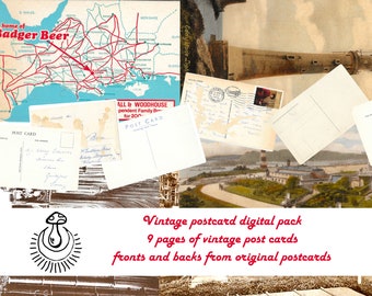 Family History Postcards Front and back: Digital Ephemera Kit