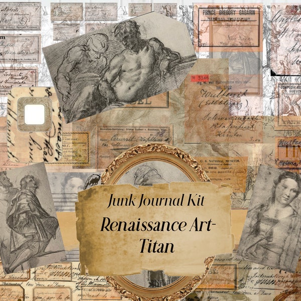 Renaissance art, classical art themed, Titan inspired,  digital paper kit with fussy cuts, journal pages and ephemera!