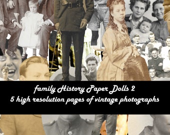 Vintage figures 2: Digital Ephemera Kit, vintage photographs from history. Paper dolls