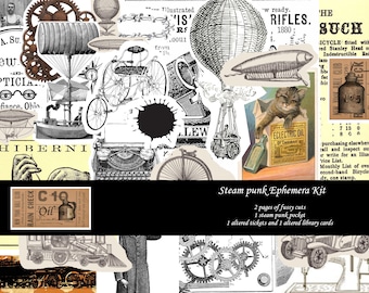 Steam Punk Junk Journal Ephemera: Victorian Collage Sheets (Digital Download)