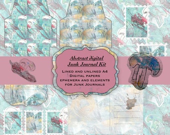 Abstract Junk Journal Kit: Mushroom & Chilli Ephemera (Digital Download)
