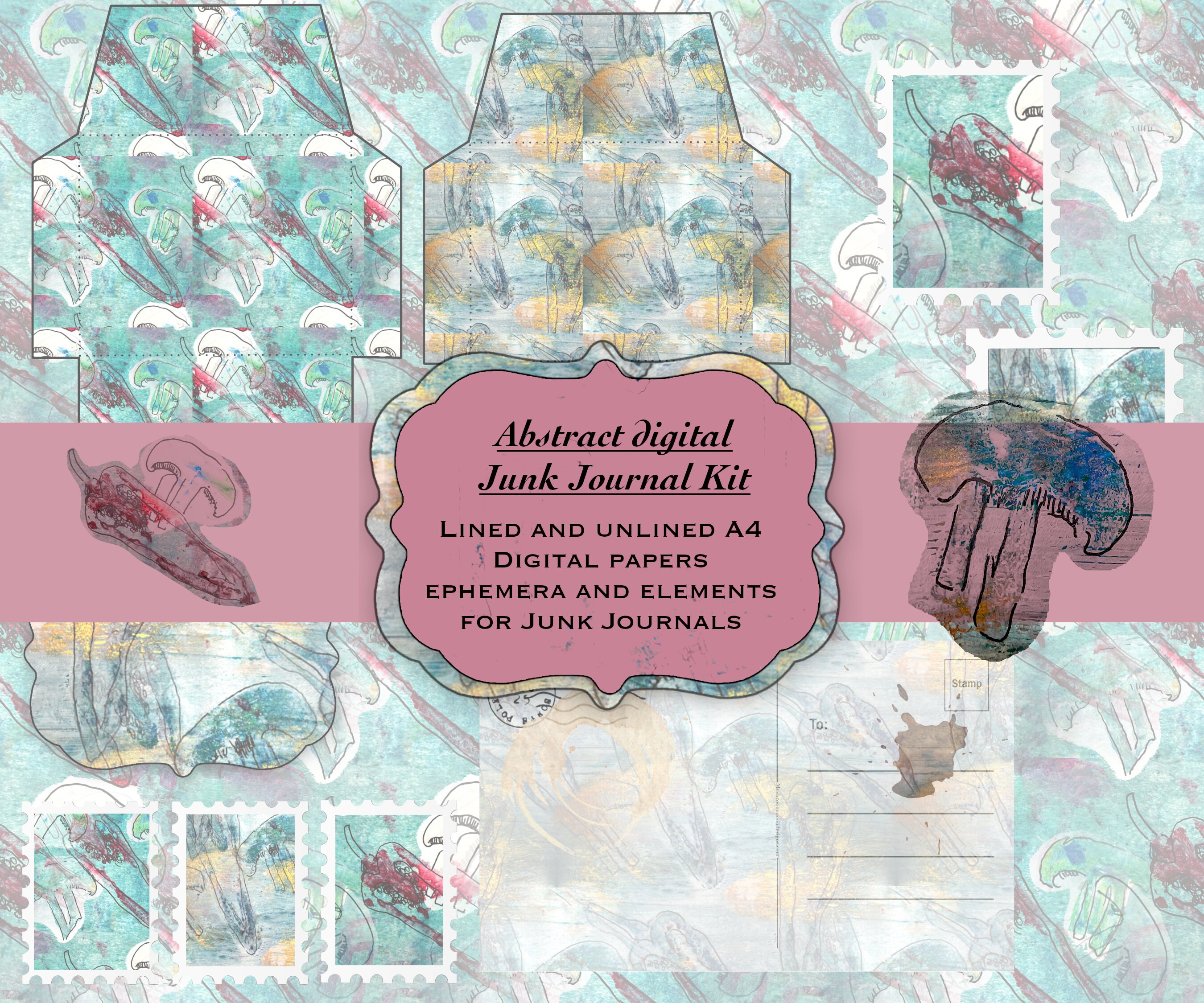 Printable Junk Journal Kit, Printable Journal Kit, Digital Collage ...