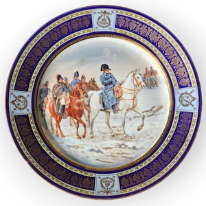Collectible Epiag D.F. Czechoslovakia Porcelain Plate - Napoleon&#39;s Russian Campaign | Winter Retreat Scene