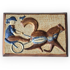 Vintage Søholm Denmark Stoneware Wall Plaque "Owls"  | Designed by Joseph Simon |