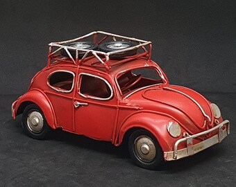 Handmade 1934 Blue Volkswagen Beetle Tinplate Antique Style Metal Model Handmade 1934 Blue Volkswagen Beetle Tinplate Antique Style Metal Model