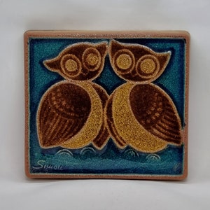Vintage Søholm Denmark Stoneware Wall Plaque "Owls"  | Designed by Joseph Simon |
