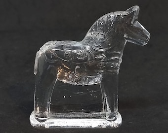 Vintage Lindshammar Crystal Lead Glass Dala Horse Paperweight | Designed by Christer Sjogren |