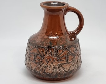 Jarrón de cerámica marrón vintage / Fabricado en la RDA / Alemania del Este /