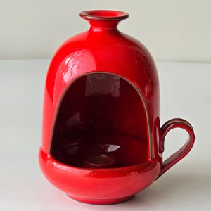 Vintage Red Glaze Ceramic Candle Holder |