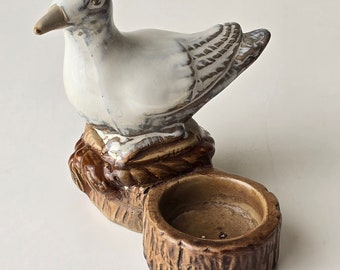 Vintage Bird Ceramic Candle Holder | Handcrafted Rustic Home Decor |