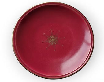 Upsala Ekeby Gefle Porslin Blu Vintage Ceramic Plate. Red With