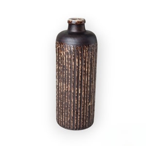 Vintage Brown Ceramic Vase | Scandinavian Design |