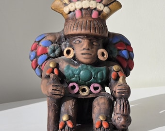 マヤ彫刻 座った考える男性 インディオ マヤ 先住民 人物像 石像 重厚