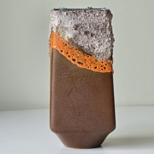 Vintage VEB Strehla Fat Lava Vase – East German Mid-Century Modern Ceramic |