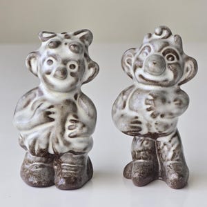 Vintage 1960s Krølle Bølle Brother and Sister Troll Set by Marianne Starck for Michael Andersen & Sons Pottery
