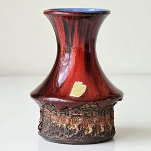 Vintage Ernst Faxe Keramik Denmark Red Glazed Vase – Mid-Century Modern Danish Pottery