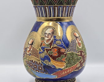 Rare Fukagawa Seiji Japanese Porcelain Vase - Hand Painted Dragon & Immortals |
