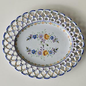 Vintage Carvalhinho Porto Portugal Oval Lattice Decorative Plate