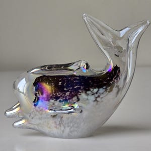 Vintage Czech Bohemian Glass Fish Paperweight – Iridescent Art Glass Figurine