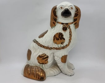 19th Century Staffordshire Copper Luster Spaniel Wally Dog | Made in England |