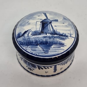 Vintage Delfts Hand-painted Ceramic Trinket Box| Made in Holland |