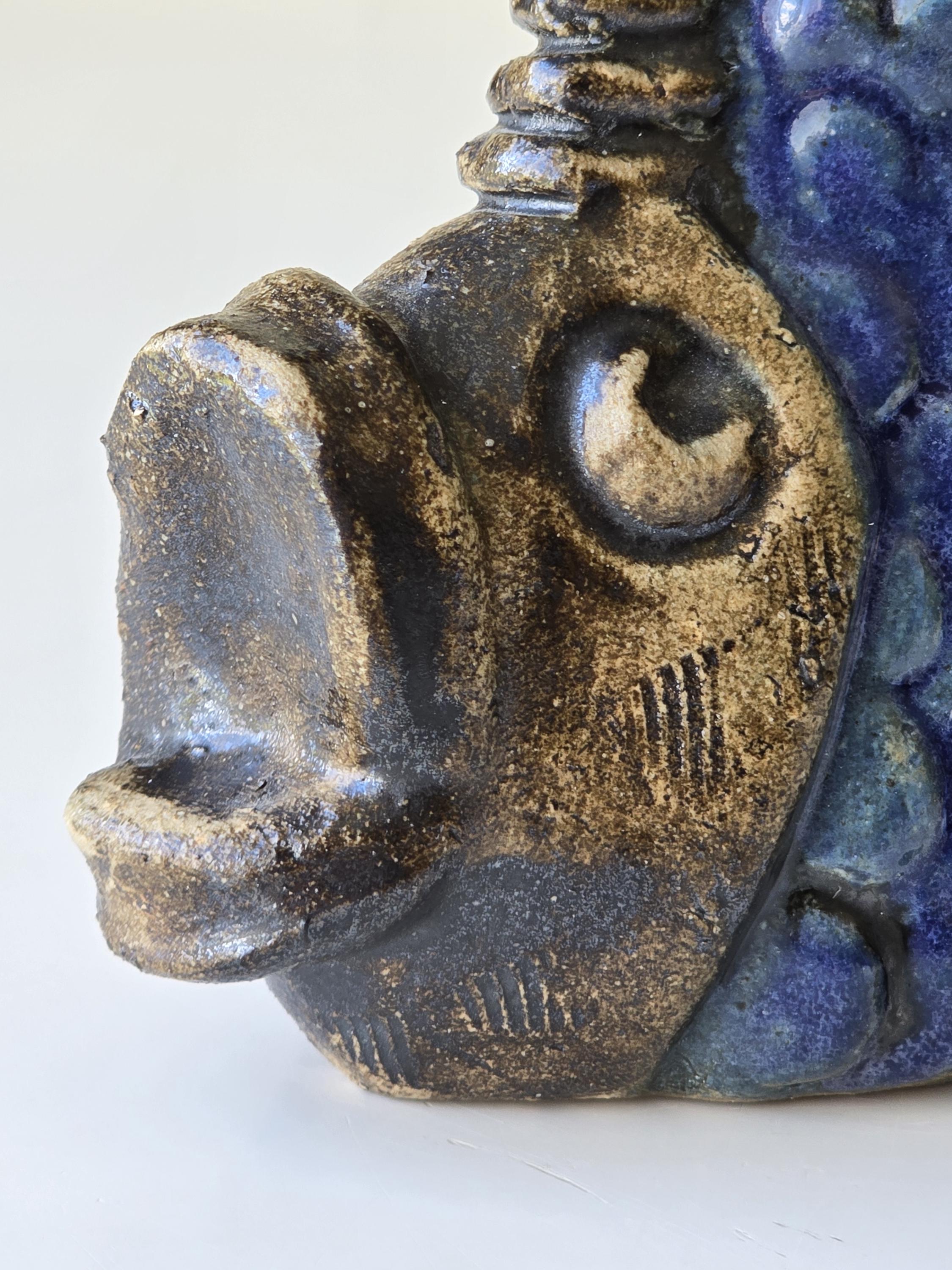 希少 EGO STENGODS Willy Fischer ホース 1960年代 Vintage Ego Stengods Willy Fischer Fish Sculpture | Made in Sweden