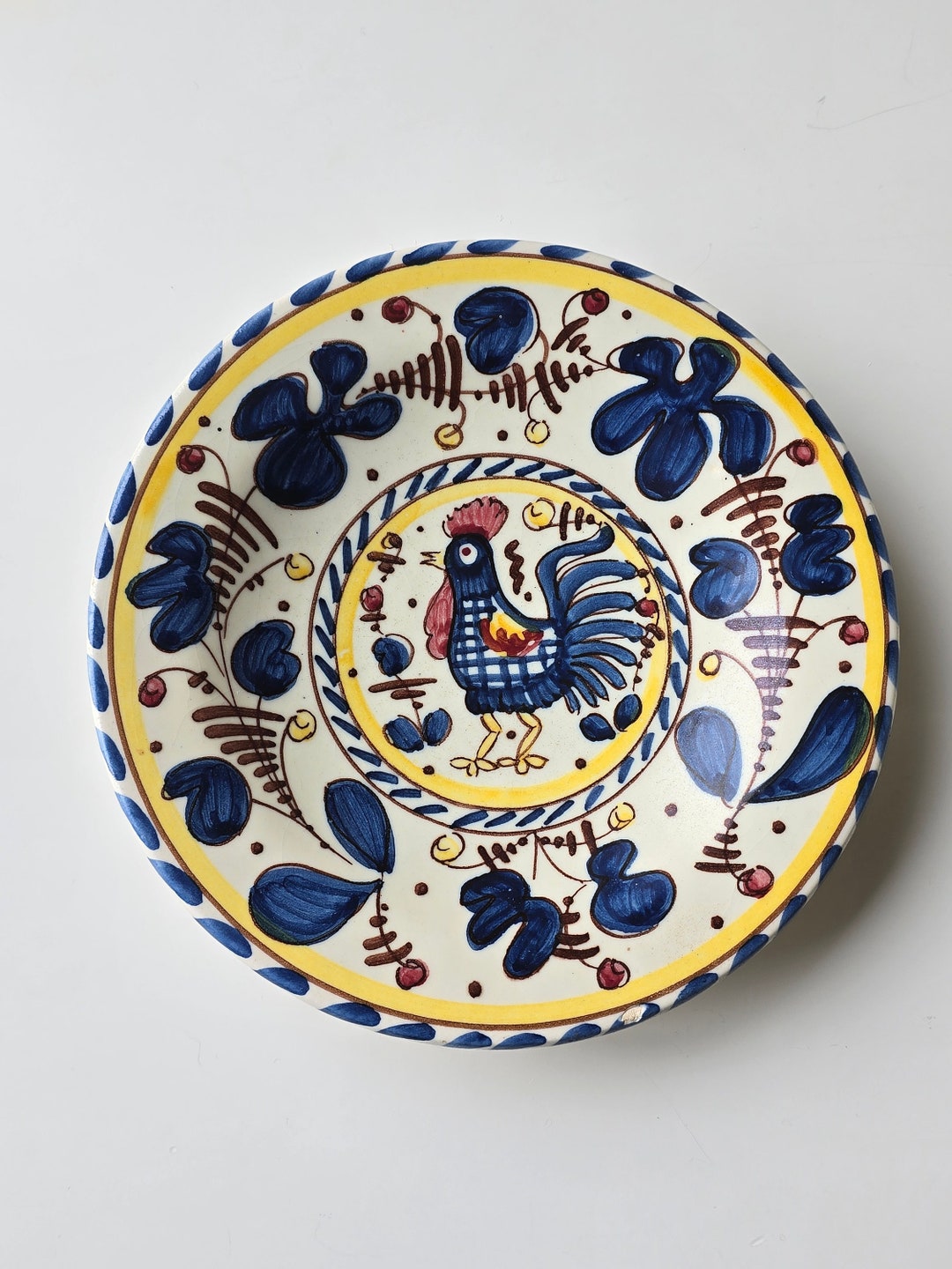 Vintage Italian Majolica Hand-painted Rooster Ceramic Wall Plate | - Etsy