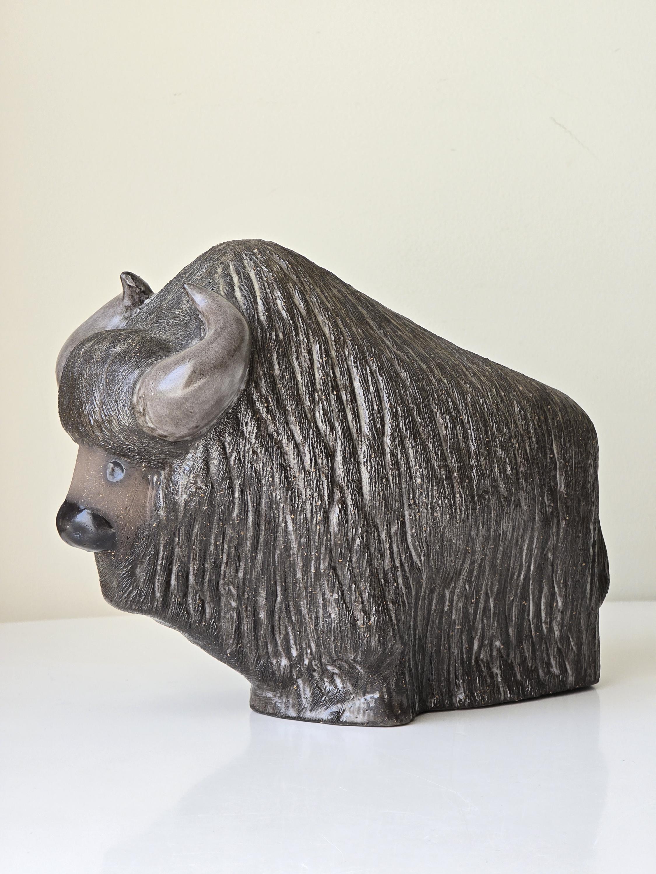 Upsala Ekeby Goran Andersson Bison 置物 Rare Upsala Ekeby Ceramic Bison by Göran Andersson | - Etsy