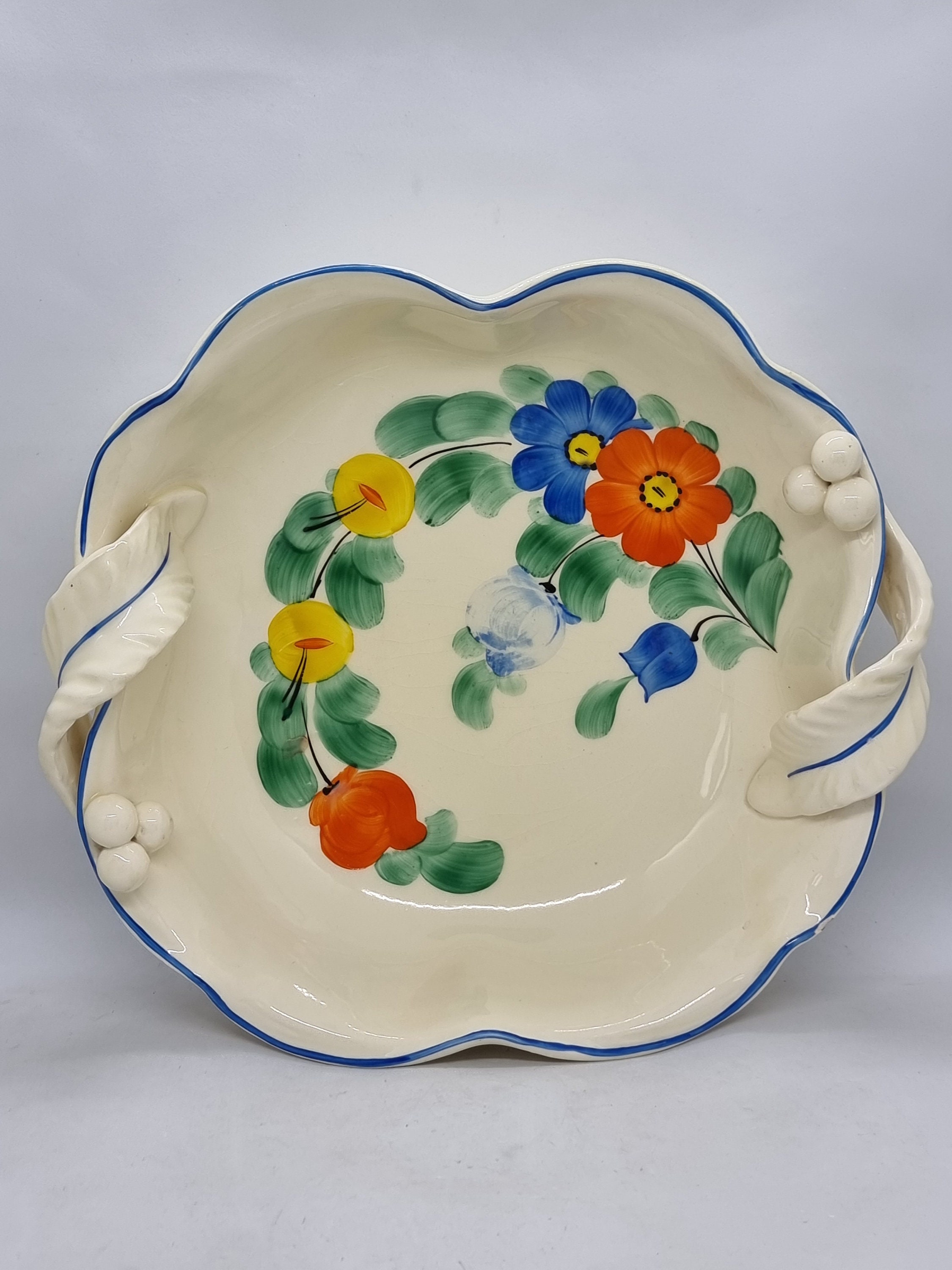 Large Art Deco Handpainted Ceramic Bowl Made in Etsy